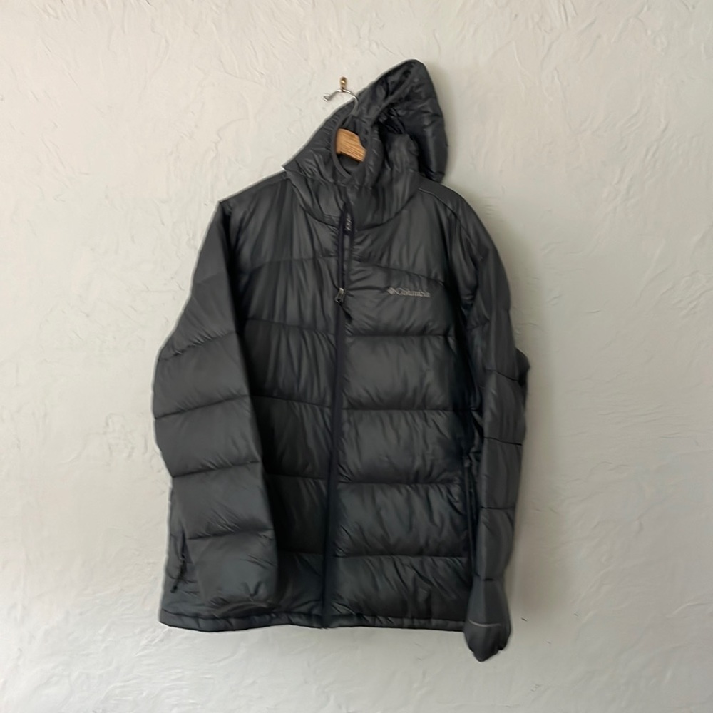 Columbia TurboDown 650 Duck Feather Hooded OmniHeat Puffer Jacket XXL Grey